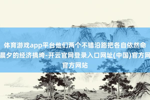 体育游戏app平台他们两个不错沿路把各自依然命在晨夕的经济搞垮-开云官网登录入口网址(中国)官方网站