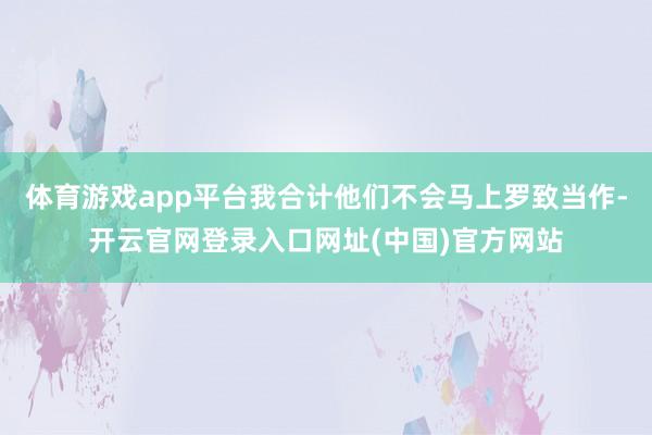 体育游戏app平台我合计他们不会马上罗致当作-开云官网登录入口网址(中国)官方网站